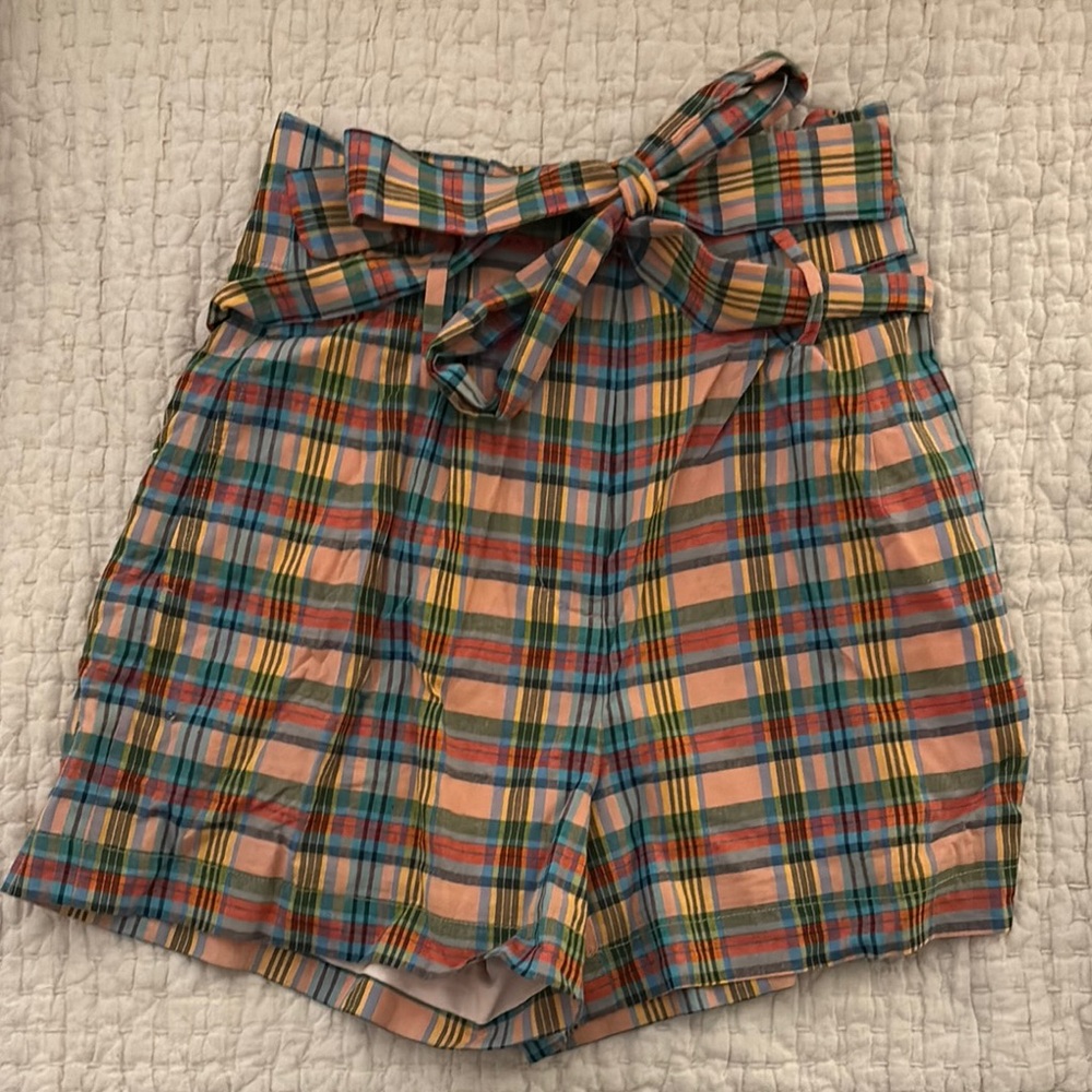 NWT JCrew Plaid High-Waisted Paper Bag Shorts